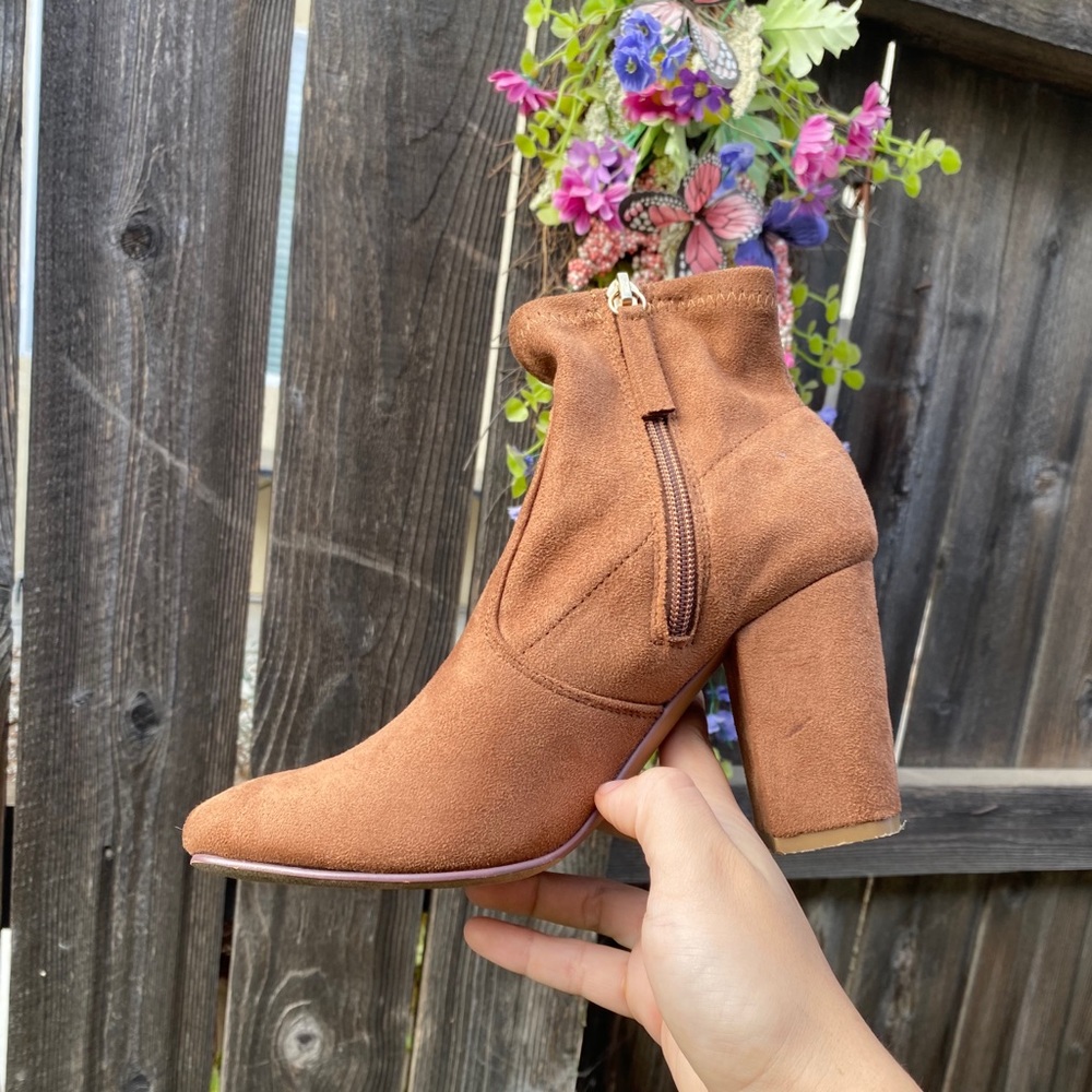 Brown Zipper Booties